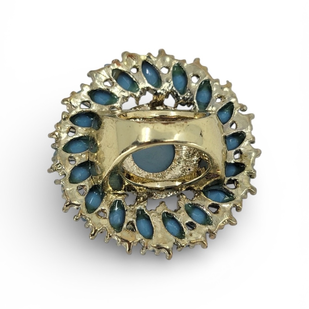 Vintage Blue Flower Statement Ring - Picture 3 of 3